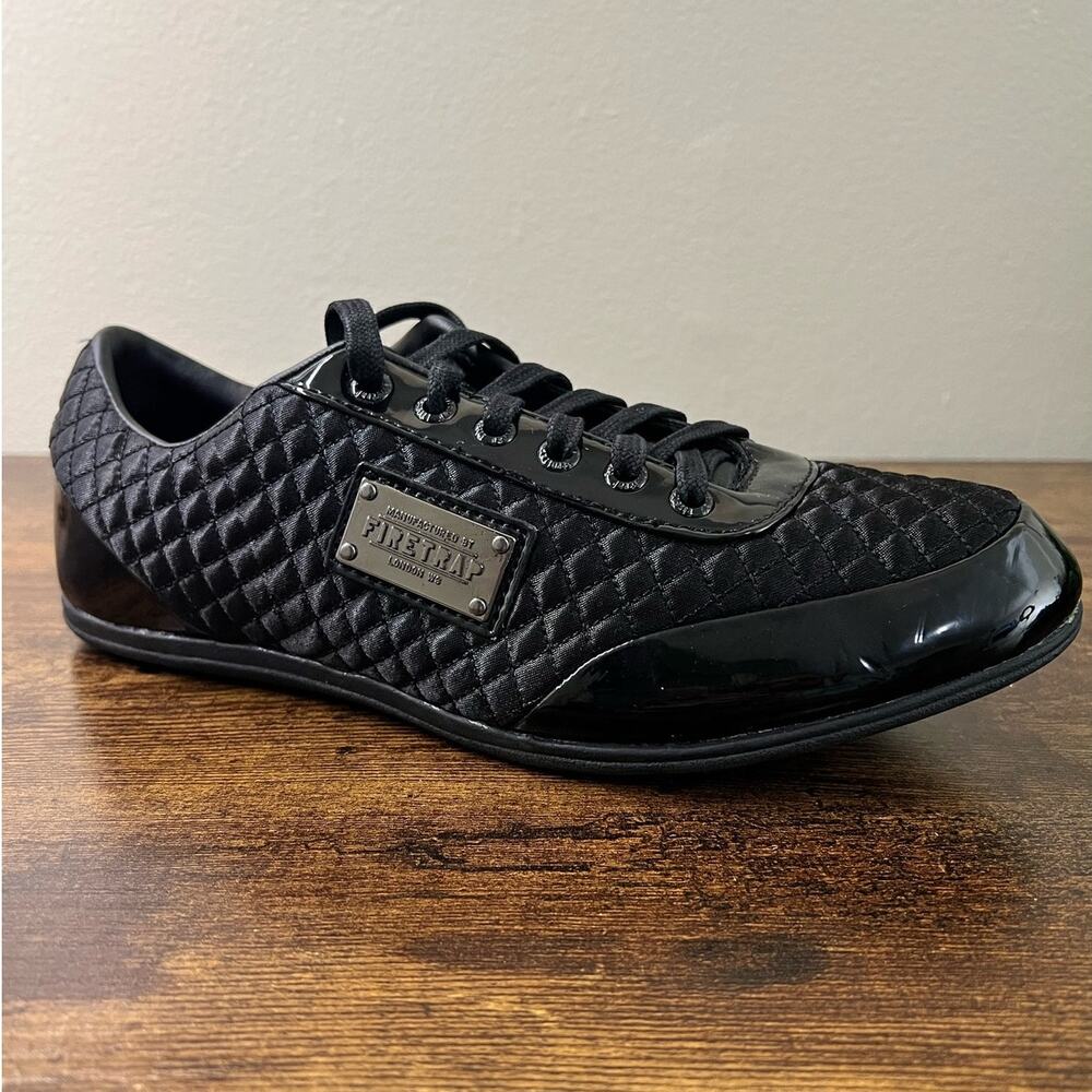 Firetrap Dr Domello Trainer Sneakers 9.5 Men Black Lace Up Shoes Quilted Comfort